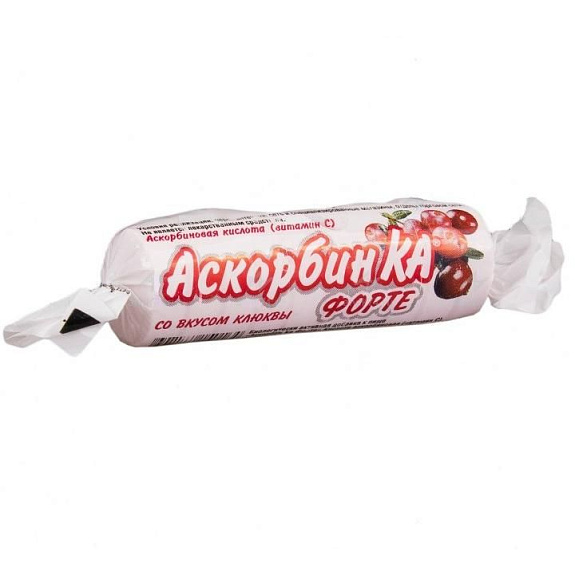 Аскорбиновая кислота жевательная со вкусом клюквы Аскорбин Ка Форте, 10 шт