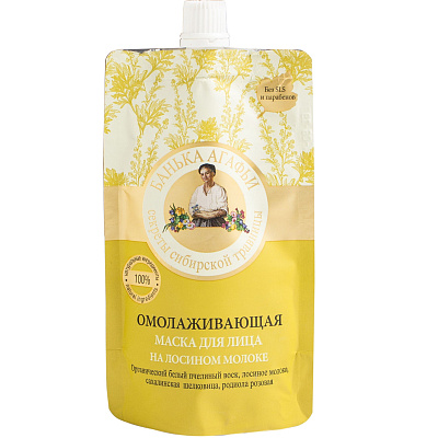 Омолаживающая маска для лица на лосином молоке Банька Агафьи, 100 мл