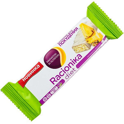 Глазированный батончик для похудения Racionika Diet со вкусом ананаса, 60 г