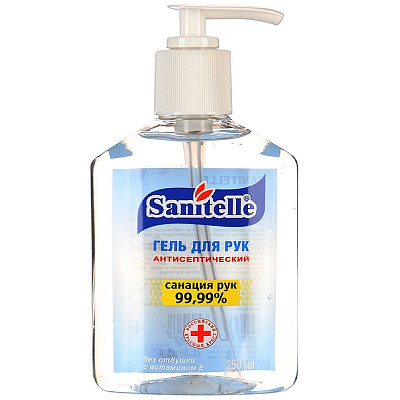 Гель для рук без отдушки с витамином Е Sanitelle, 250 мл