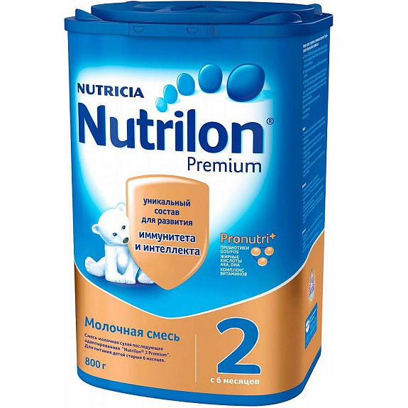 Сухая молочная смесь последующая адаптированная Nutrilon Premium 2, 800 г