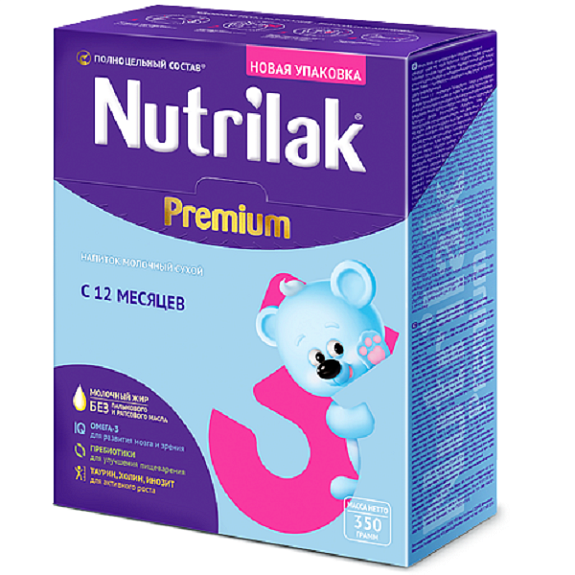 Напиток молочный сухой с 12 месяцев Nutrilak Premium 3, 350 г