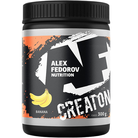 Креатин моногидрат с витаминами и аминокислотами CreatOn банан Alex Fedorov Nutrition, 300 г