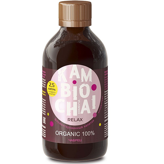 KamBioChai Камбиочай Relax на основе чайного гриба Kombucha (комбуча) с чабрецом, 250 мл