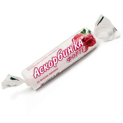 Аскорбиновая кислота жевательная со вкусом малины Аскорбин Ка Форте, 10 шт