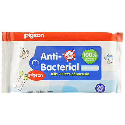 Салфетки влажные детские с антибактериальным эффектом Pigeon, 20 шт