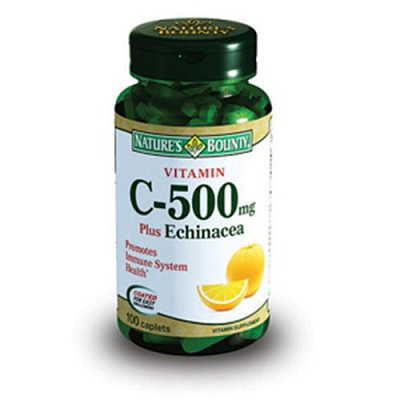 Витамин С плюс Эхинацея  Комплексная терапия ОРВИ  Nature's Bounty, 500 мг, 100 таблеток