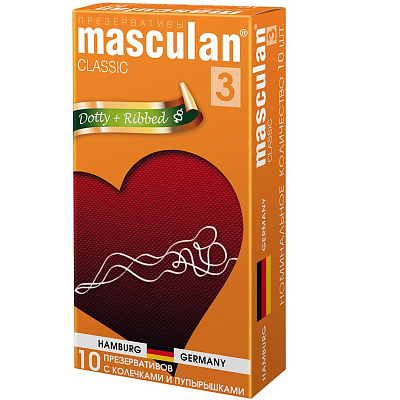 Презервативы с колечками и пупырышками Masculan 3 Classic Dotty & Ribbed, 10 шт