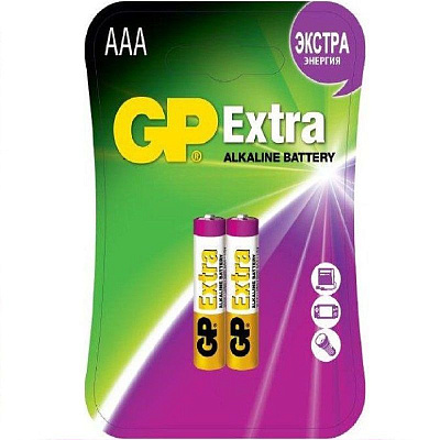 Батарейки алкалиновые GP Extra LR03 (AAA) 1.5 V, 2 шт