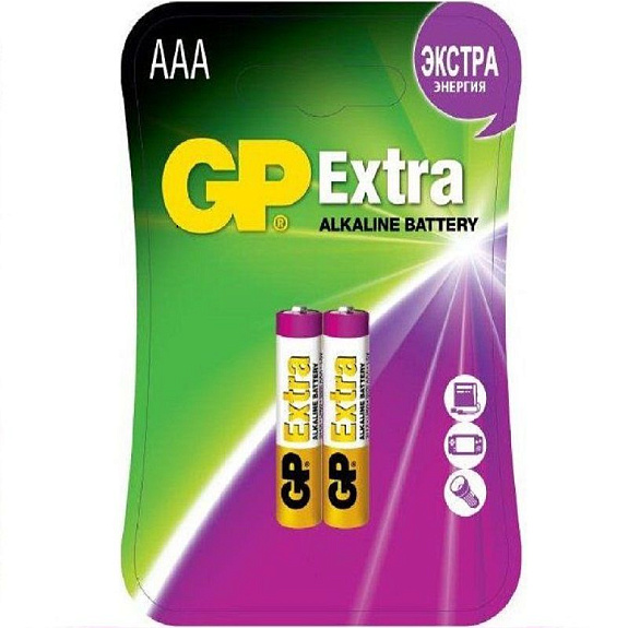 Батарейки алкалиновые GP Extra LR03 (AAA) 1.5 V, 2 шт