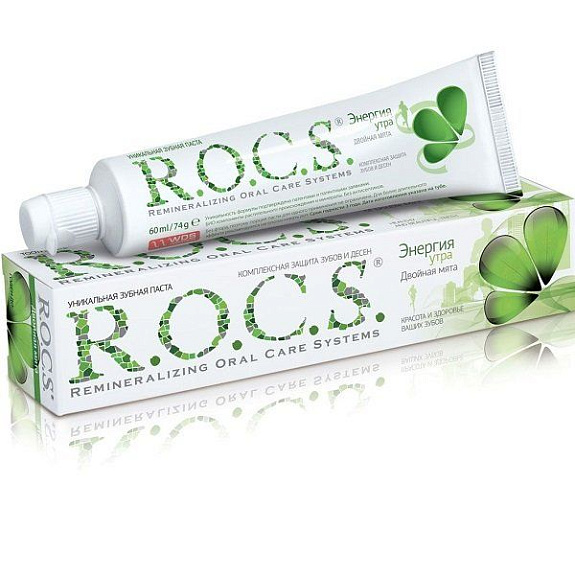 Зубная паста R.O.C.S. Энергия утра со вкусом двойной мяты, 74 г
