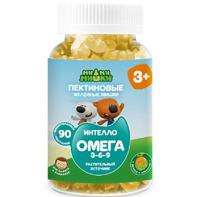 Пектиновые пастилки Ми-ми-мишки Интелло Омега 3-6-9 2г, 90 шт