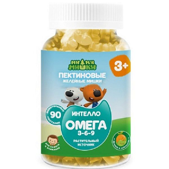 Пектиновые пастилки Ми-ми-мишки Интелло Омега 3-6-9 2г, 90 шт