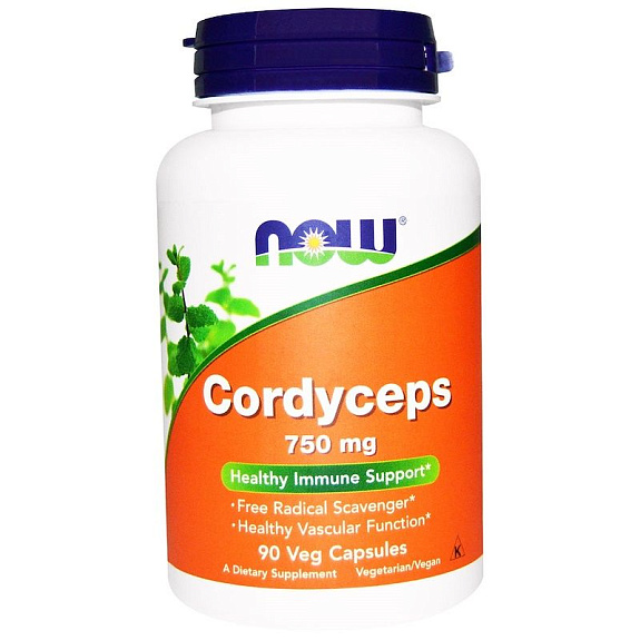 Кордицепс Cordyceps мощный иммунокорректор Now Foods 750 мг, 90 шт