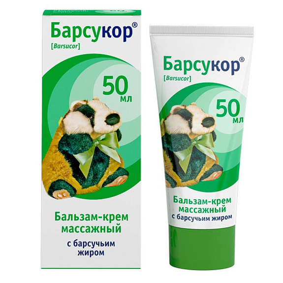 Барсукор бальзам-крем массажный с барсучьим жиром Дина+, 50 мл
