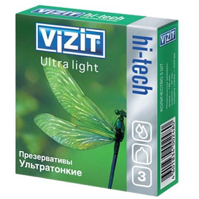 Презервативы hi-tech ultra light ультратонкие Vizit, 3 шт