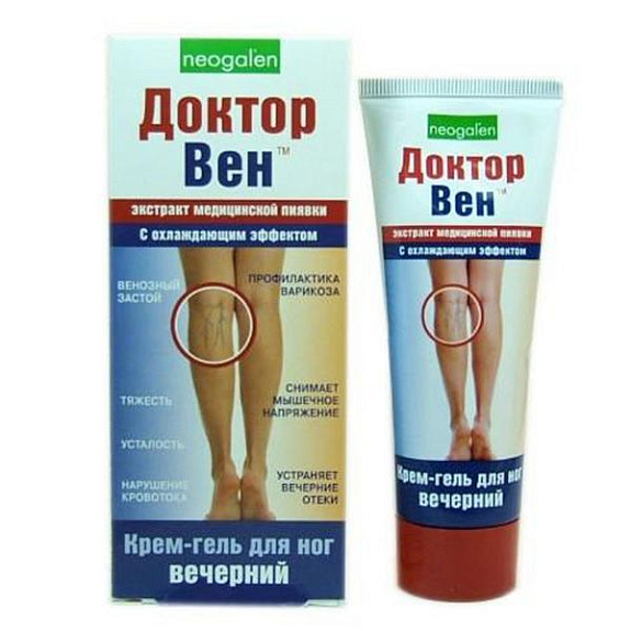 Крем-гель для ног вечерний с охлаждающим эффектом Доктор Вен, 75 мл