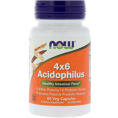 Ацидофилус Пробиотик 4x6 Acidophilus для пищеварения Now Foods, 60 шт