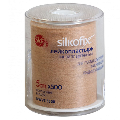 Пластырь медицинский телесный 5 х 500см на нетканой основе nwvs Silkofix, 1 шт
