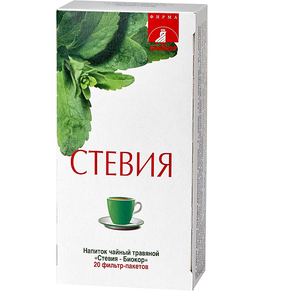 Напиток чайный травяной Стевия-Биокор 2г, 20 фильтр-пакетов