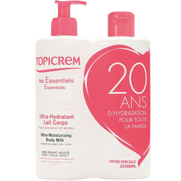 Молочко для тела ультра-увлажняющее Topicrem 500 мл, 2 шт