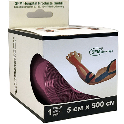 Лейкопластырь для кинезиологического тейпирования 5х500 см розовый SFM