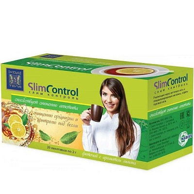 Фиточай Slim Control с ароматом лимона для похудения, 20 фильтр-пакетов х 2 г