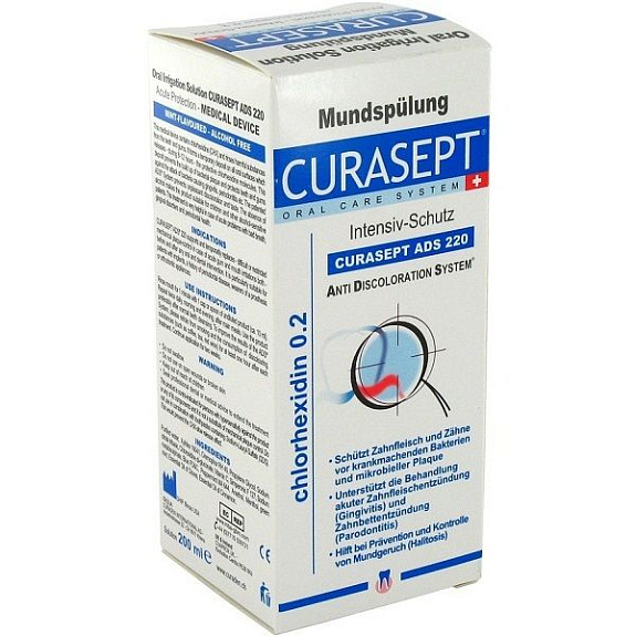 Жидкость для полоскания рта с хлоргексидином 0,2% Curasept, 200 мл