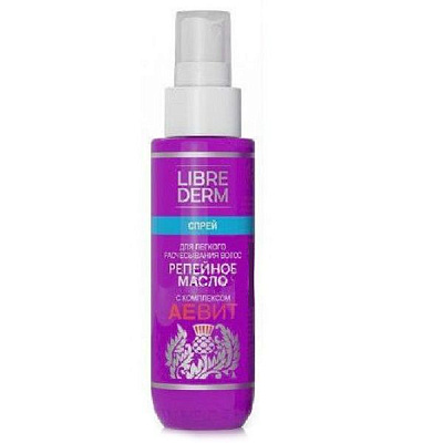 Спрей для легкого расчесывания волос Репейное масло с комплексом АЕвит Librederm, 100 мл