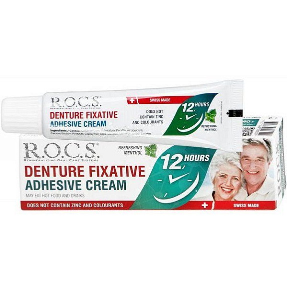Фиксирующий крем для зубных протезов R.O.C.S. со вкусом ментола, 40 г