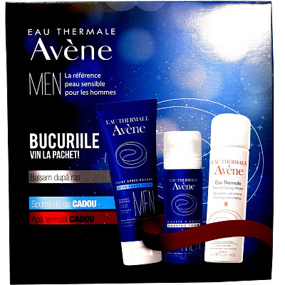 Набор Avene Men (гель для бритья, 150 мл + бальзам после бритья, 75 мл + термальная вода, 50 мл)