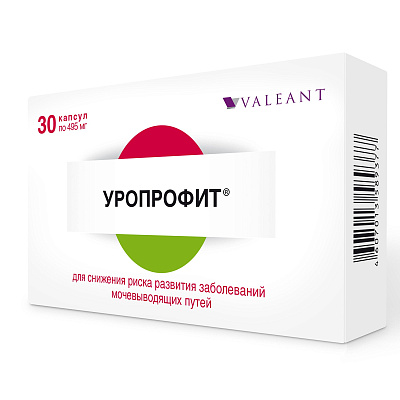 Уропрофит Профилактика заболеваний мочевыводящих путей Valeant, 495 мг, 30 капсул