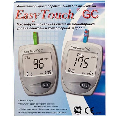 Анализатор крови портативный биохимический Easy Touch GC 2 в 1 глюкоза и холестерин
