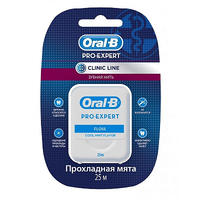 Зубная нить Pro-Expert Clinic Line прохладная мята Oral-B, 25 м