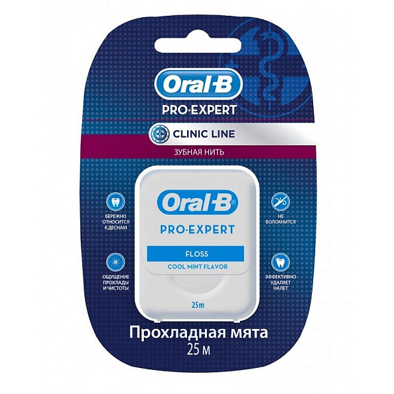 Зубная нить Pro-Expert Clinic Line прохладная мята Oral-B, 25 м