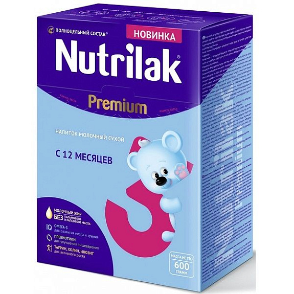 Напиток молочный сухой с 12 месяцев Nutrilak Premium 3, 600 г