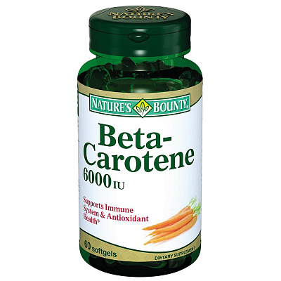 Бета-каротин красивый загар Nature's Bounty, 6000 ме, 60 капсул