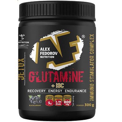 L-глютамин с эхинцеей и витаминами Glutamine +ISC черная смородина Alex Fedorov Nutrition, 300 г