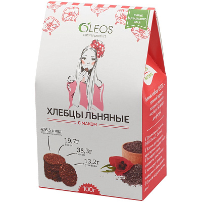 Хлебцы льняные с маком Oleos, 100 г