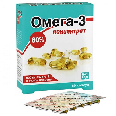 Омега-3 концентрат 60% RealCaps 1000 мг, 80 капсул