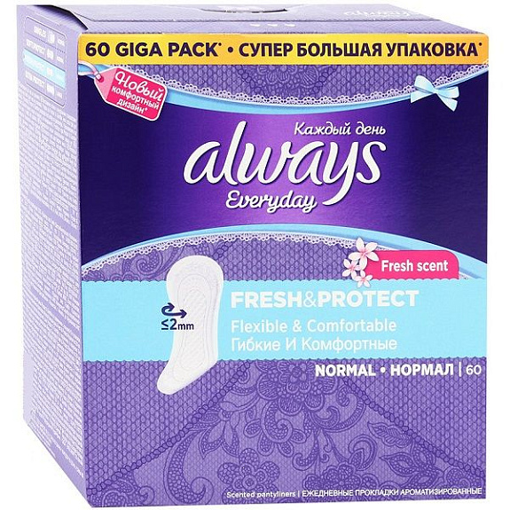 Ежедневные гигиенические ароматизированные прокладки Always Fresh & Protect Normal, 60 шт