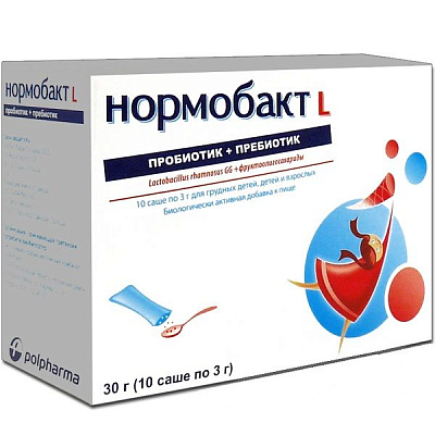 Синбиотик Нормобакт L для нормализации микрофлоры кишечника 3 г, 10 шт