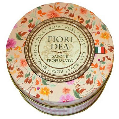 Мыло парфюмированное роза жестяная банка Fiori dea, 2 шт по 100 г
