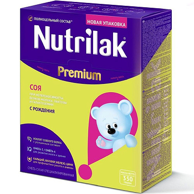 Сухая специализированная смесь Nutrilak Соя на основе изолята соевого белка, 350 г