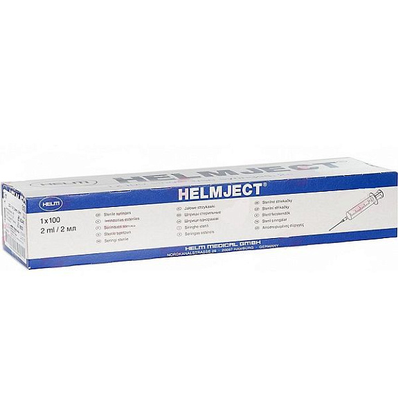 Шприц одноразовый 2-х компонентный Helm 2 мл, 100 шт