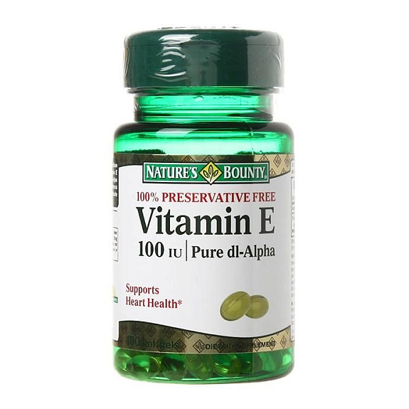 Витамин Е здоровье кожи антиоксидант Nature's Bounty, 100 МЕ, 100 капсул