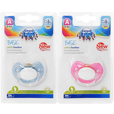 Пустышка латексная анатомическая Canpol Babies Basic 0-6 мес