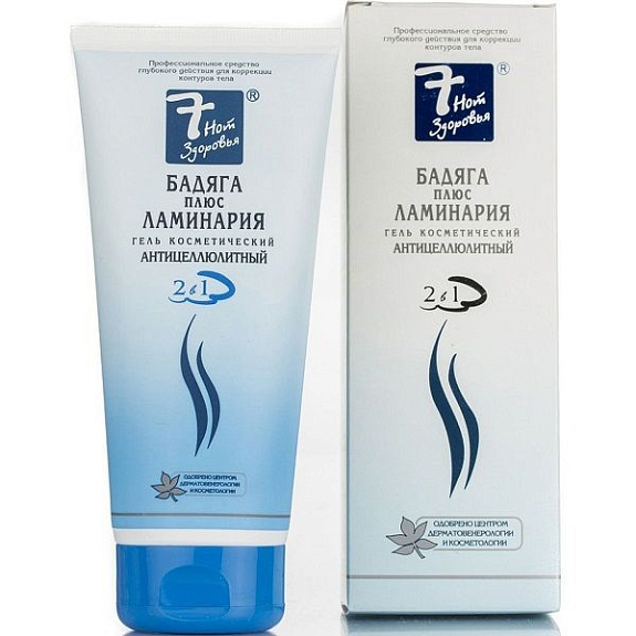 Гель Антицеллюлитный БАДЯГА плюс ЛАМИНАРИЯ 7 Нот Здоровья, 200 мл