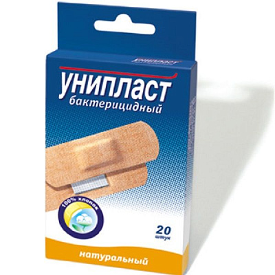 Набор бактерицидных натуральных лейкопластырей Унипласт 1,9х7,2 см, 20 шт