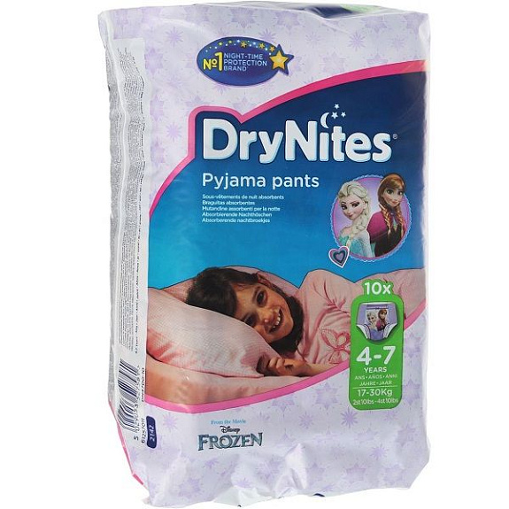 Подгузники-трусики Huggies Drynites для девочек 4-7 лет, 10 шт